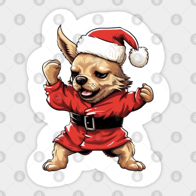 Cartoon Christmas Chihuahua Dog Dancing Sticker by Chromatic Fusion Studio